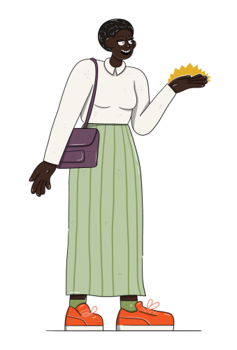 Illustration of a community leader holding out their hand in support
